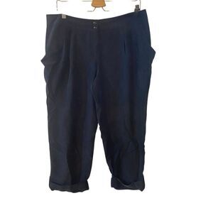 Hinge 100% silk black cuffed pants NWOT size 12